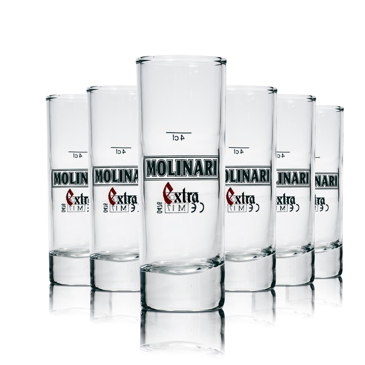 6x Molinari Extra Sambuca Shot Glasses 4cl