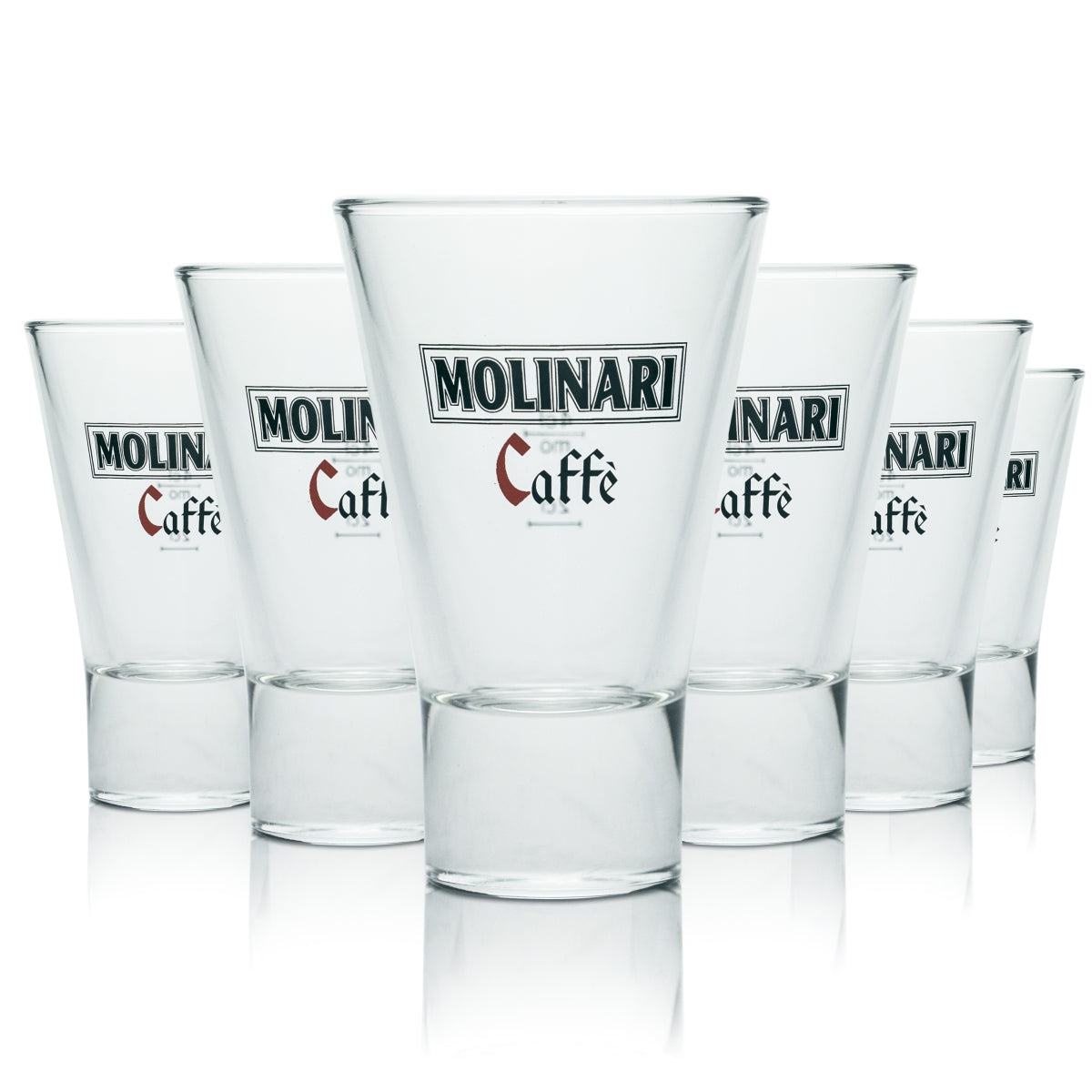 6x Molinari Glass 0.13l Tumbler Caffe Sambuca Gastro Calibrated Short Shot Glass