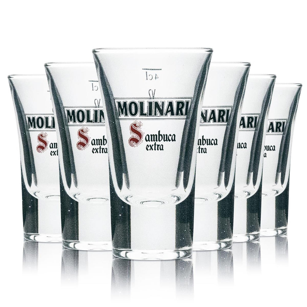 6x Molinari Sambuca Shot Glass 4cl Extra