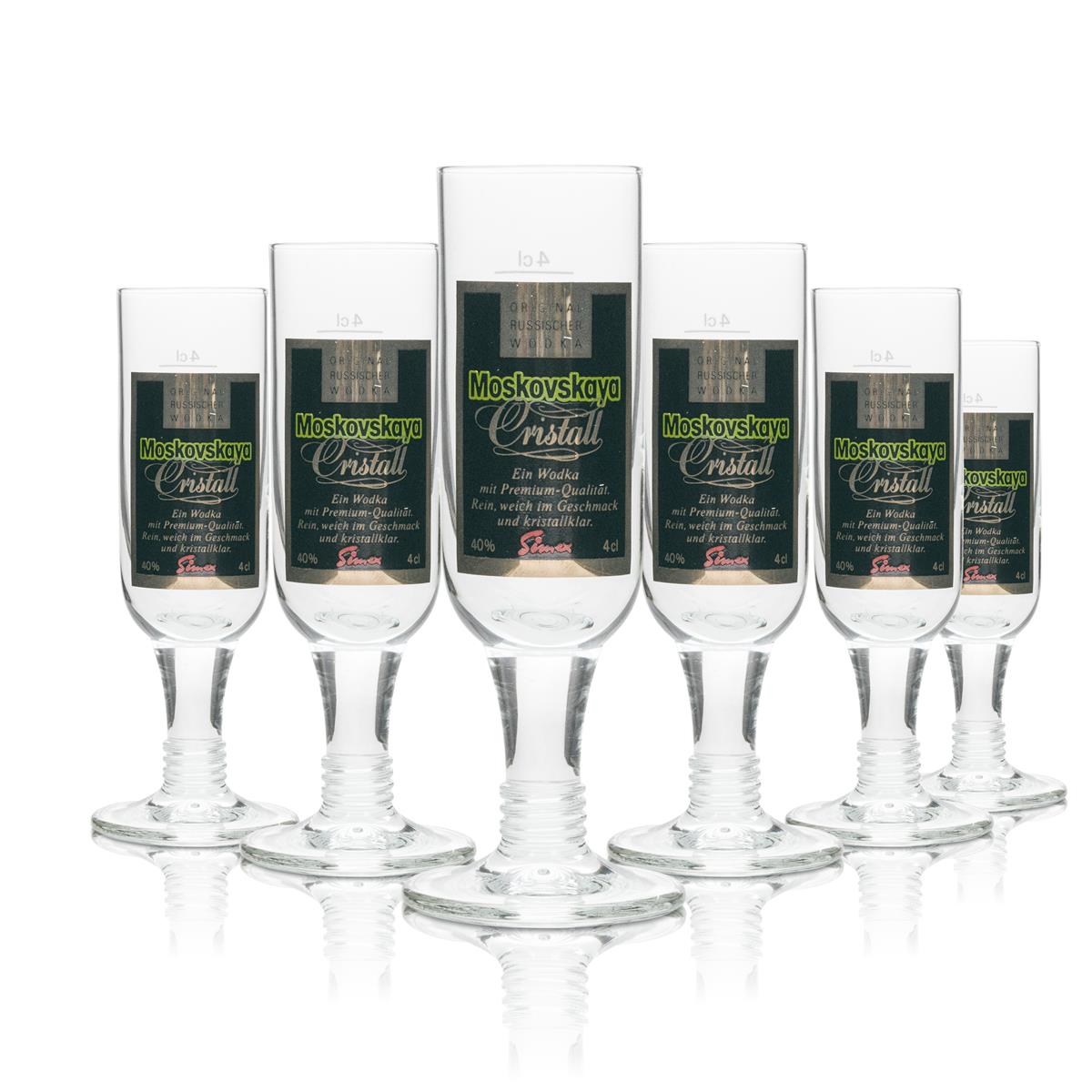6x Moskovskaya Vodka Glass Shot 4cl Cristall