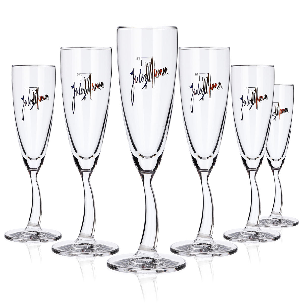 6x Mumm Jules Sparkling Wine Glass 0.1l Sparkling Wine Goblet Designer Glass Curved Stem Rastal – View 5