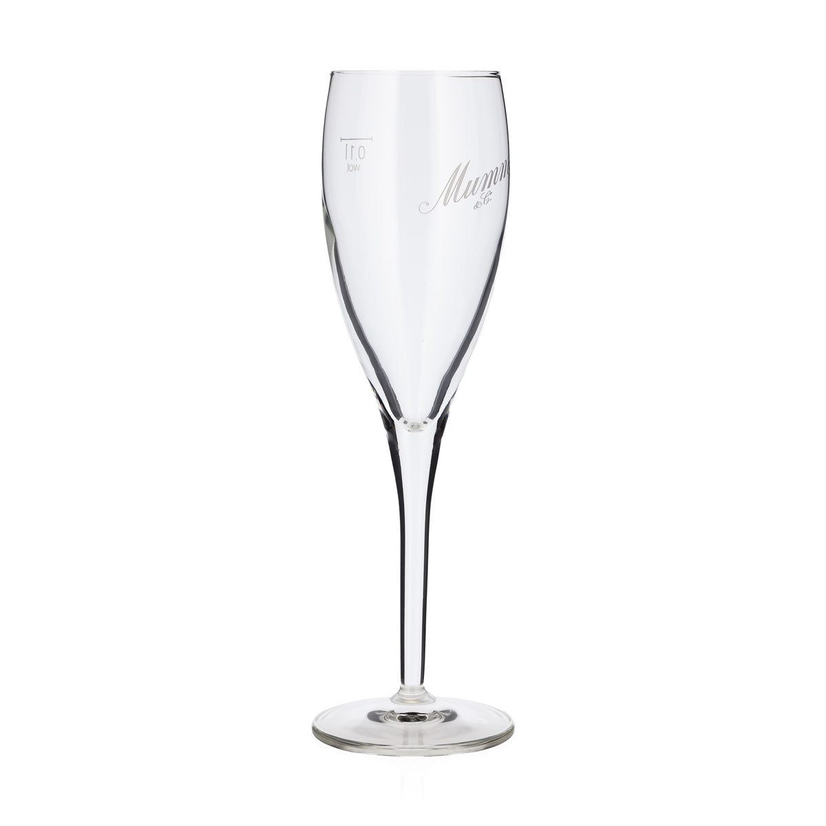 6 Mumm Sparkling Wine/Champagne Flutes, 0.1 L, with white, angled Mumm & Co. logo (set of 6) – View 3