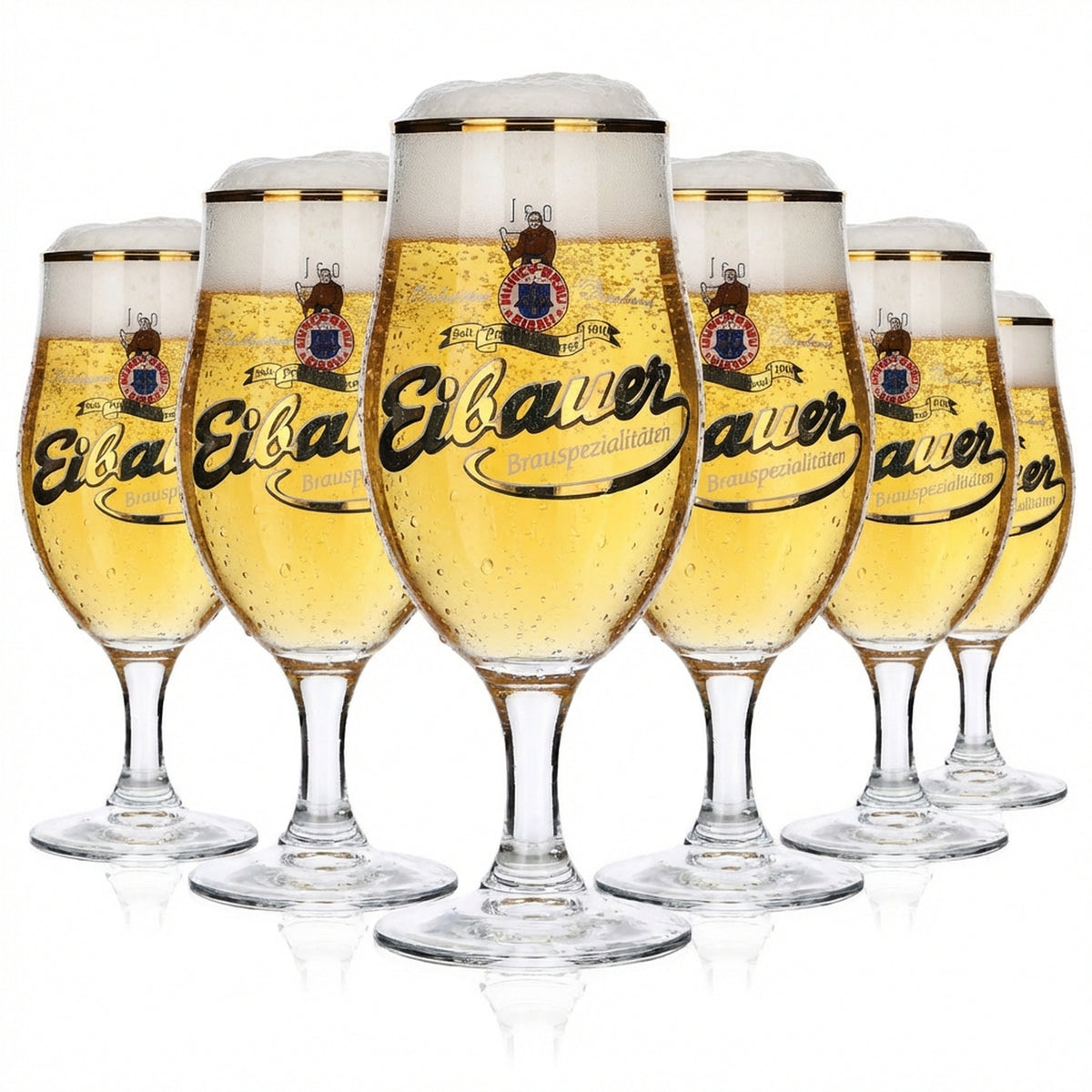6x Münchbräu Eibau beer glass 0.3l trophy with gold rim "Eibauer Brauspezialitäten"