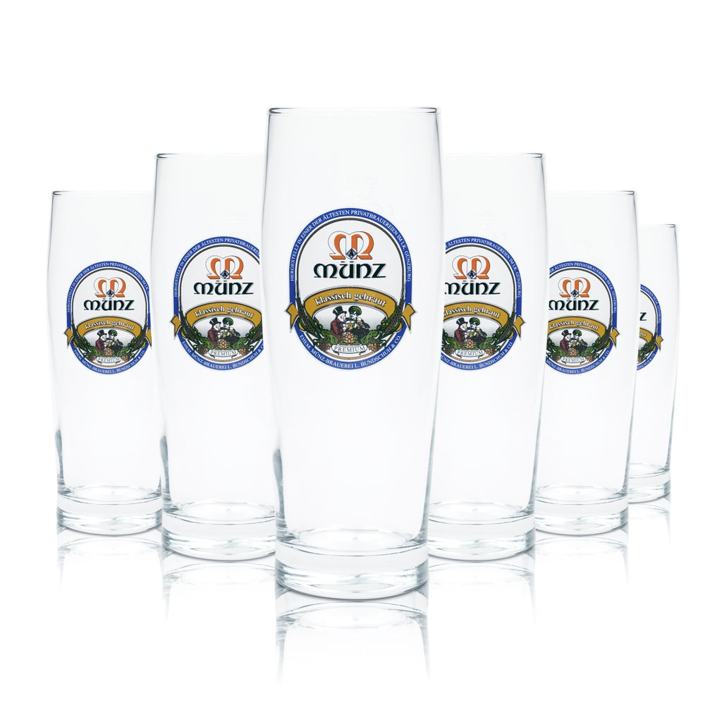 6x Münz Bräu beer glass 0.5l Willi mug Trumpf glasses Günzburg Brewery Beer
