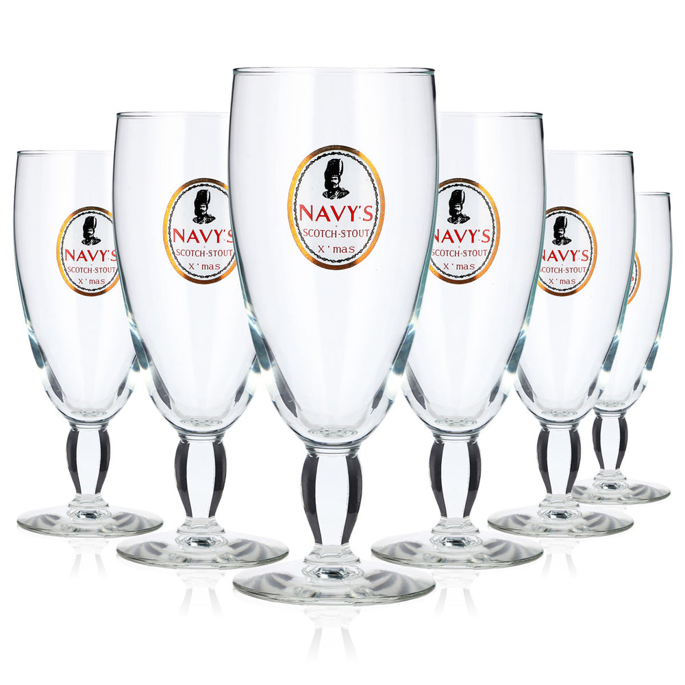 6 Navy Beer Glasses, 0.32 L, Trophy X 'mas'