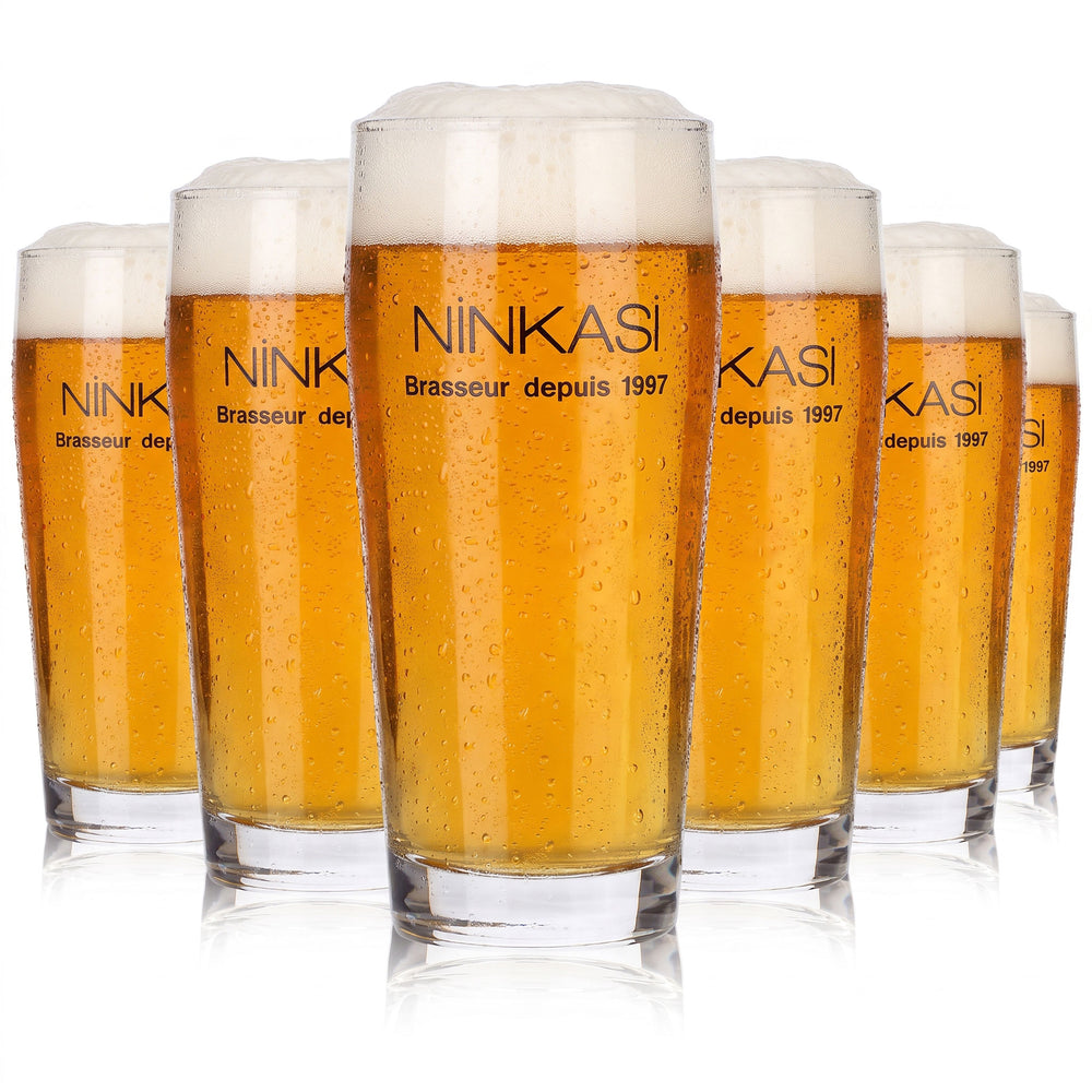 6 Ninkasi Beer Glasses, 0.33 L, "Brasseur depuis 1997," Arcoroc (Set of 6)