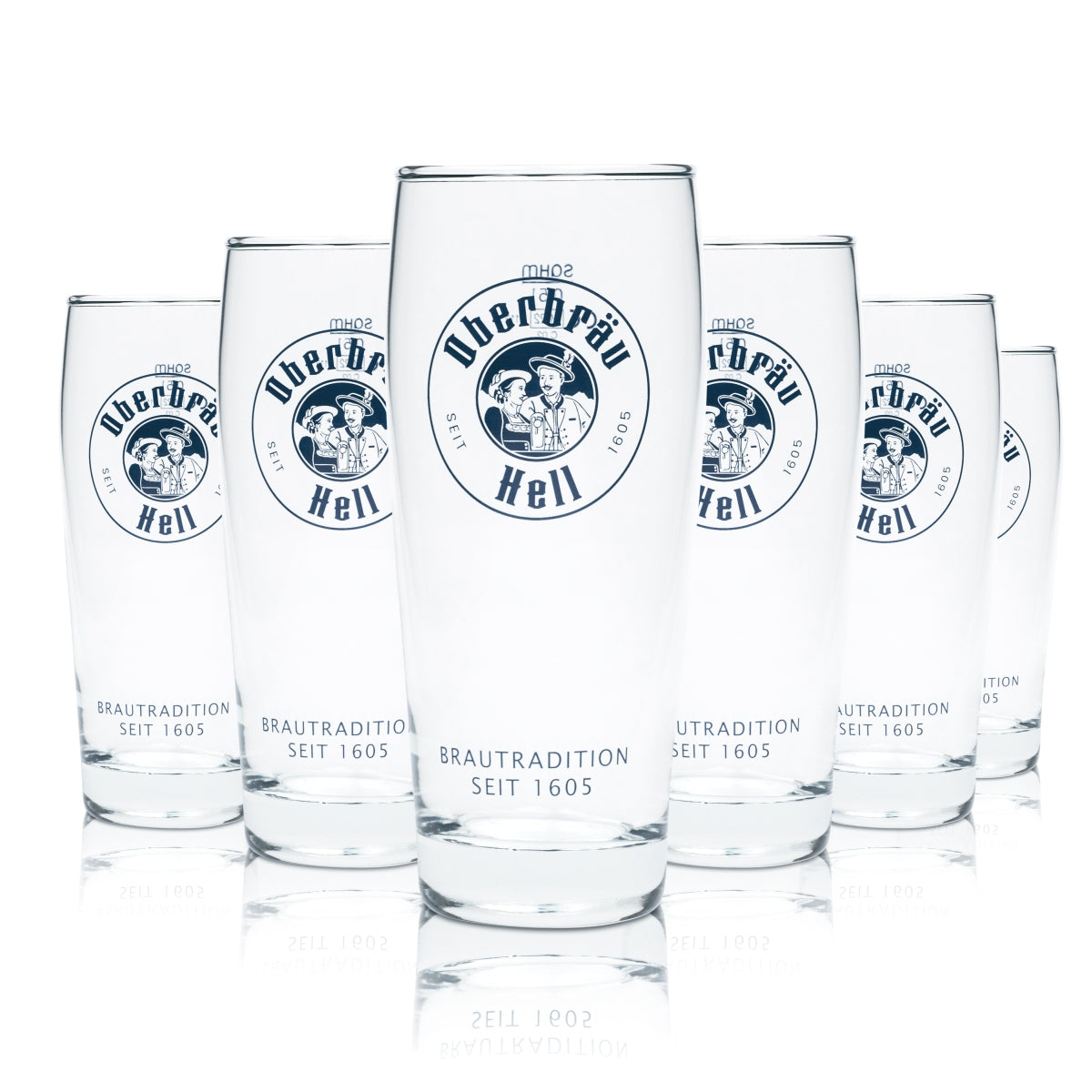 6x Oberbräu Light Beer Glass 0.5l Willi Beaker Tumbler Bar Glasses Brewery Beer