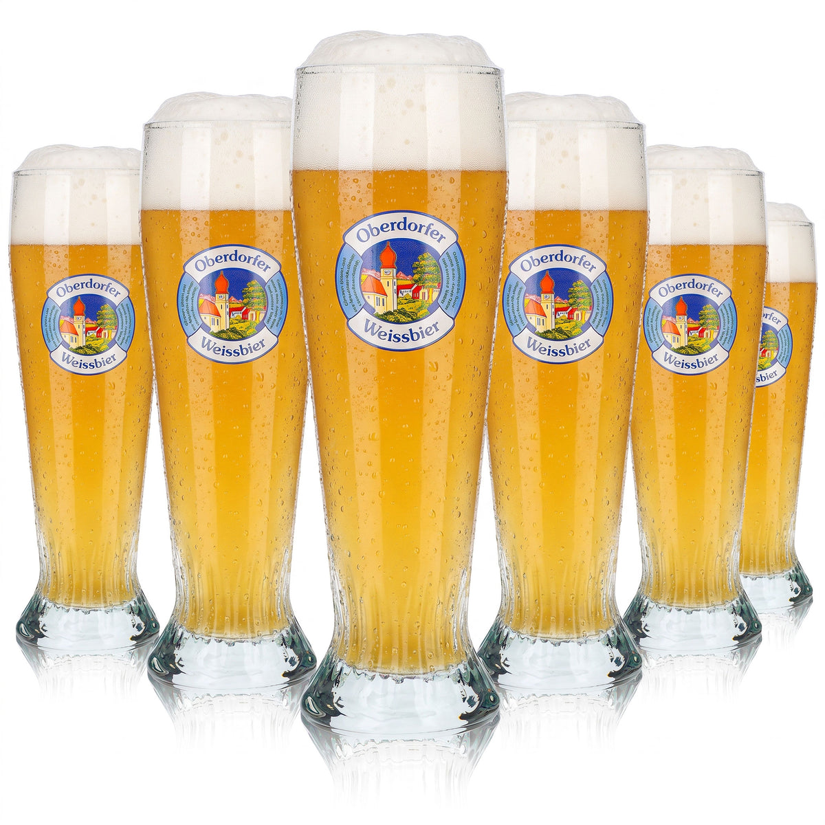 6 Oberdorfer Beer Glasses, 0.3 L, Wheat Beer, Relief Design, Sahm (Set of 6)