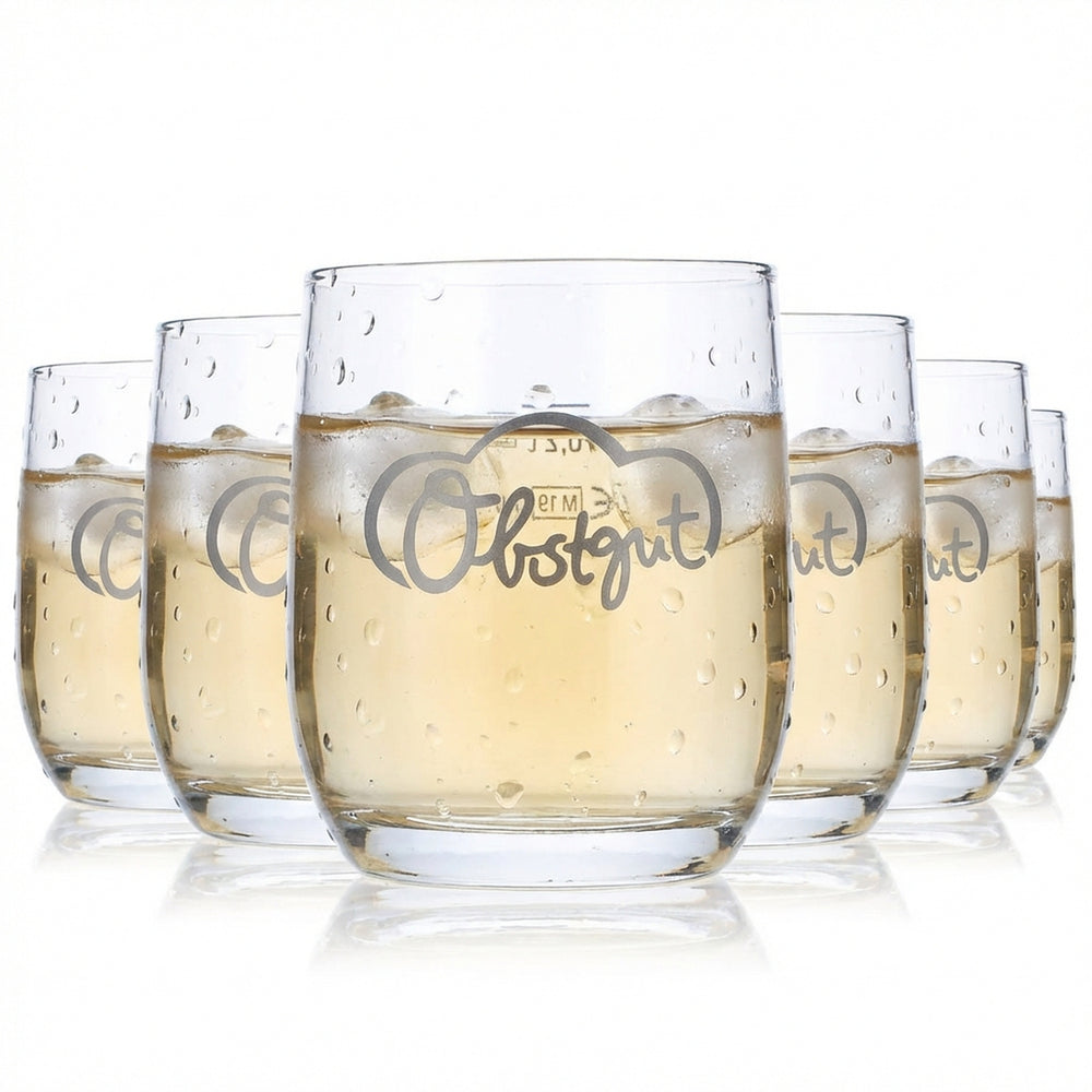 6x Fruit Juice Glass 0.2l Tumbler Juice Glasses Fruit Glass Gray Logo