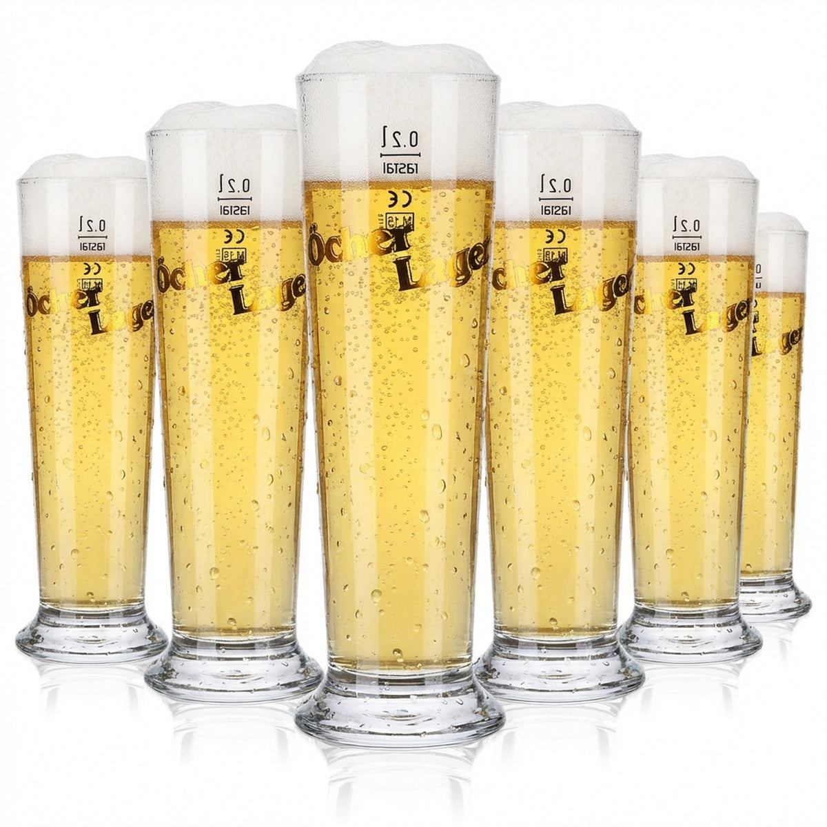 6x Öcher Lager Beer Glass Beer Glasses Glass Glasses 0.2l Mug/Beer Mug Rastal