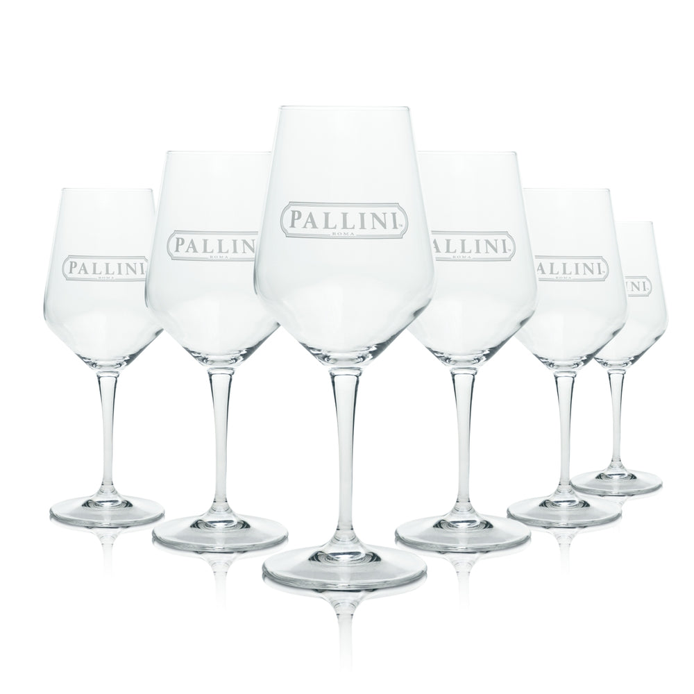 6x Pallini Limoncello Glass 0.4l Wine Glasses Aperitif Cocktail Long Drink Stem