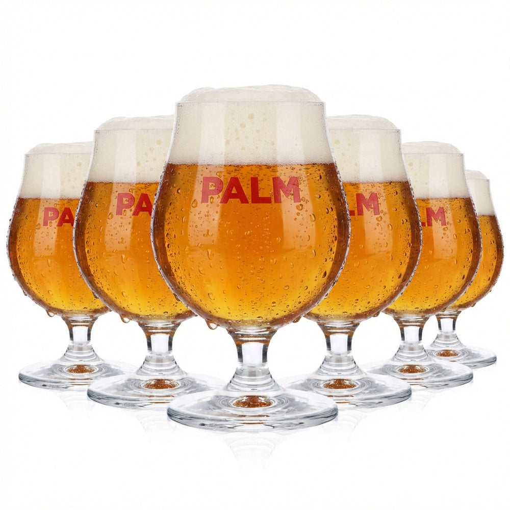 6x Palm beer glasses Beer glasses Beer mugs 0.25 l Goblet Red logo