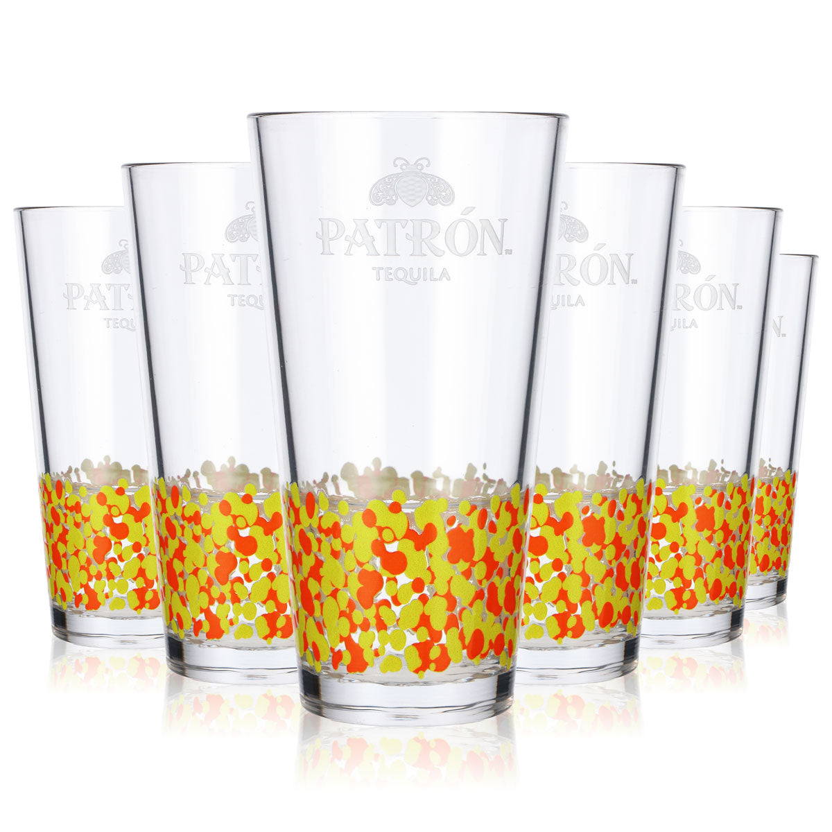 6x Patron Tequila Glass 0.3l Plastic Reusable Long Drink Glass Acrylic Glasses