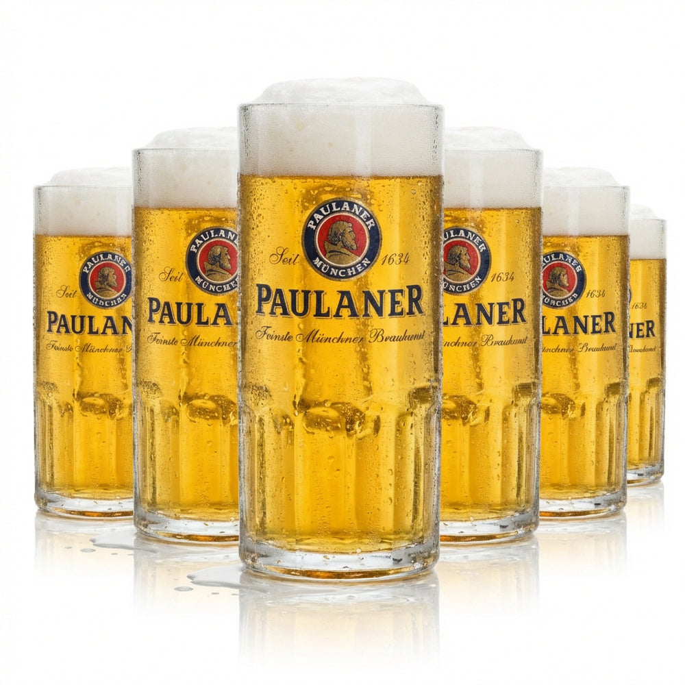 6x Paulaner beer glass 0.4l mug Moldau Seidel Sahm Henkel glasses mugs Beer