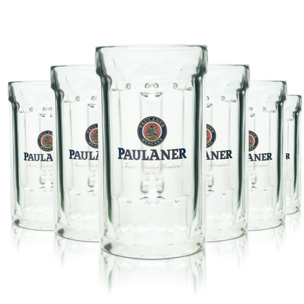 6x Paulaner beer glass 0,4l beer mug Seidel Humpen glasses set brewery Bavaria