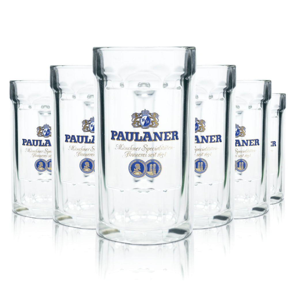 6x Paulaner beer glass 0.4l contour beer mug mug Seidel glasses set brewery