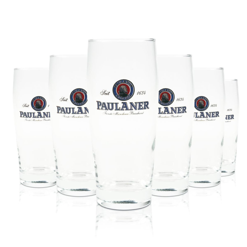 6x Paulaner beer glass 0.5l calibrated Willi beaker glasses Munich brewery Bavaria