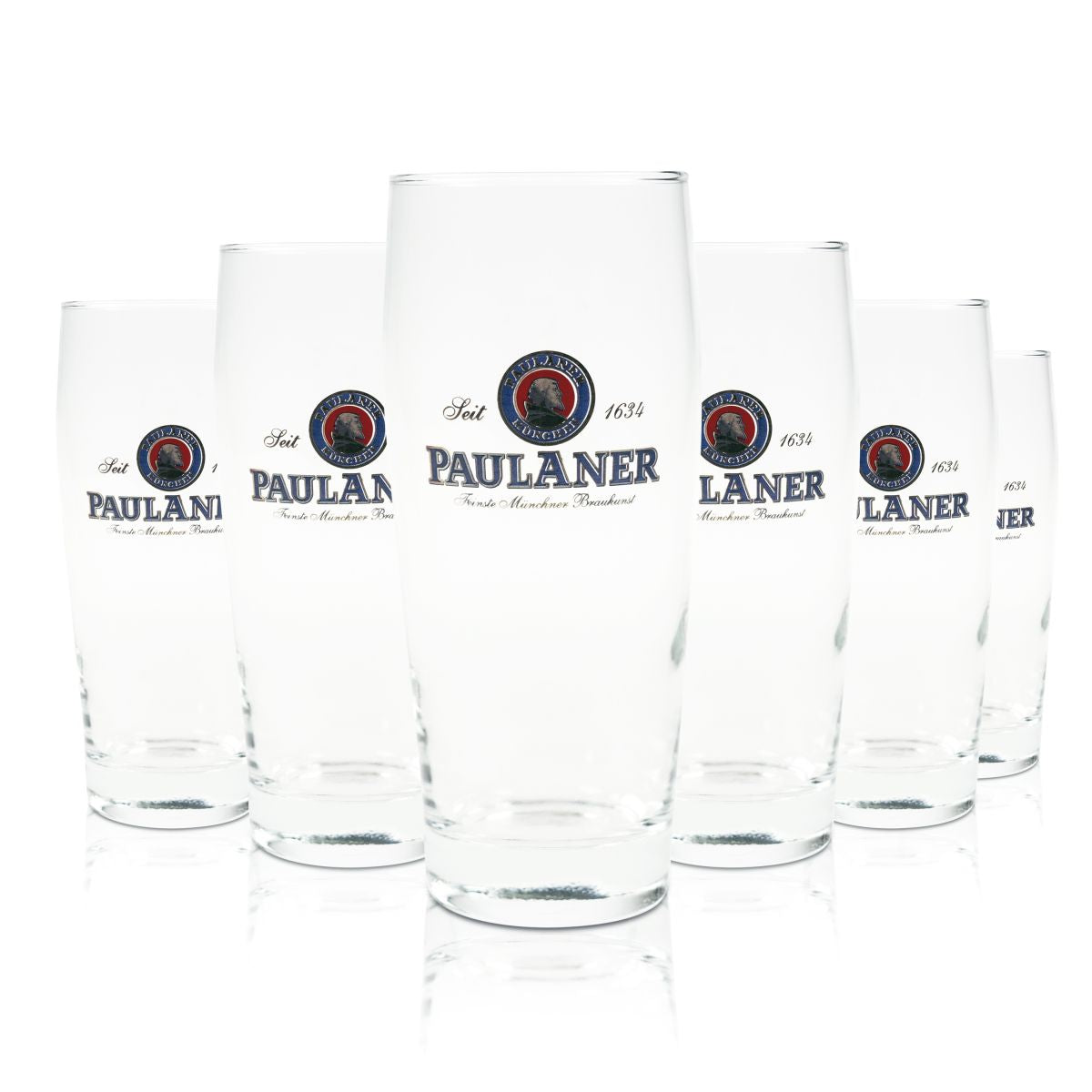 6x Paulaner beer glass 0.5l calibrated Willi beaker glasses Munich brewery Bavaria