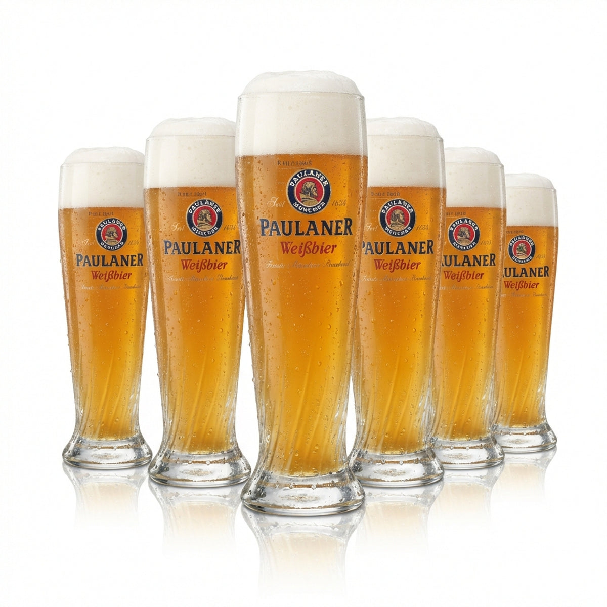 6x Paulaner wheat beer glass 0.3l yeast crystal wheat glasses Munich Bavaria Gastro
