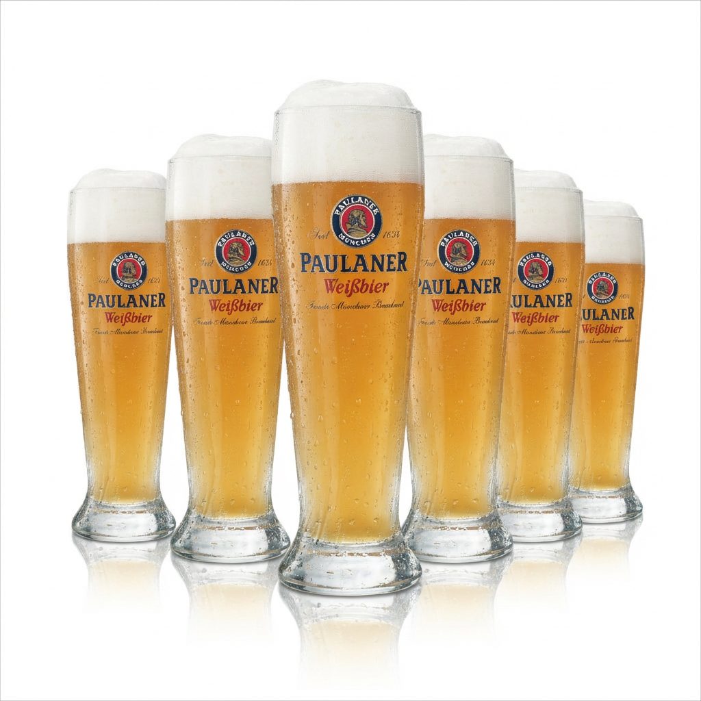 6x Paulaner wheat beer glass 0.3l yeast crystal wheat glasses Munich Bavaria Gastro – View 2
