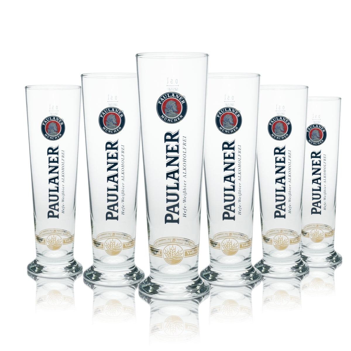 6x Paulaner wheat beer glass 0.5l Hefeweizen Kristallweizen glasses Non-alcoholic