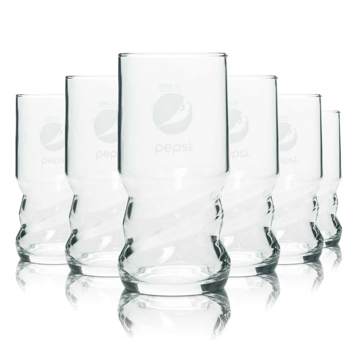 6x Pepsi Cola Glass 0.2l Cup AXL Sahm Swing Form Glasses Coke Cola Calibrated