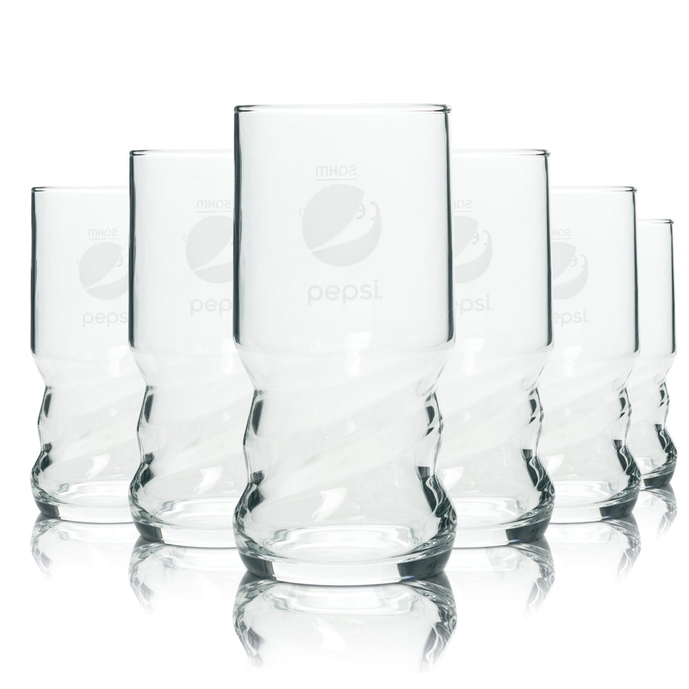 6x Pepsi Cola Glass 0.2l Cup AXL Sahm Swing Form Glasses Coke Cola Calibrated
