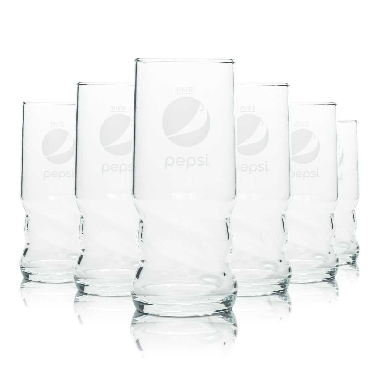 6x Pepsi Cola glass 0.3l cup AXL Sahm swing-top glasses Coke Kola calibrated