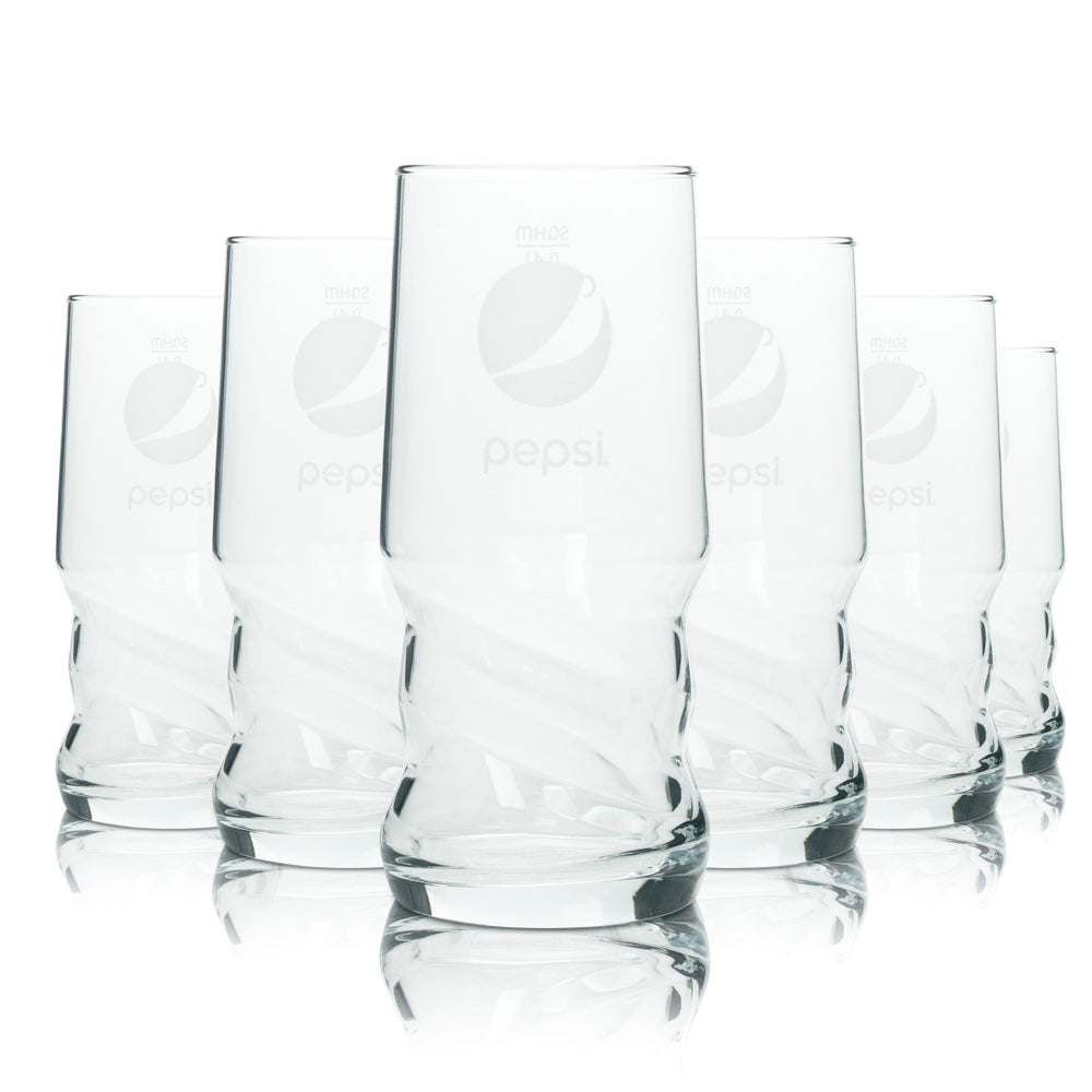 6x Pepsi Cola glass 0.4l cup AXL Sahm swing-top glasses Coke Kola calibrated
