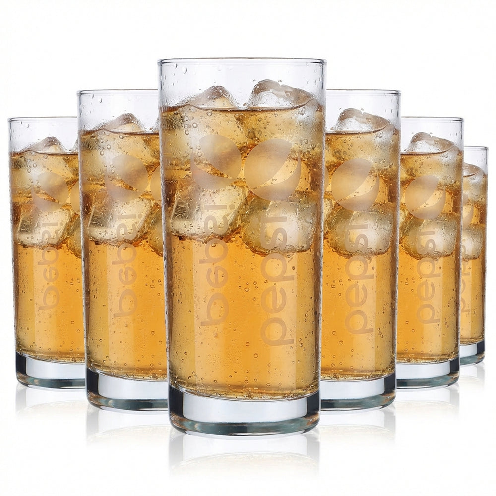 6x Pepsi Cola Retro Glasses Cult Cola Glass 0.4l Vertical branding