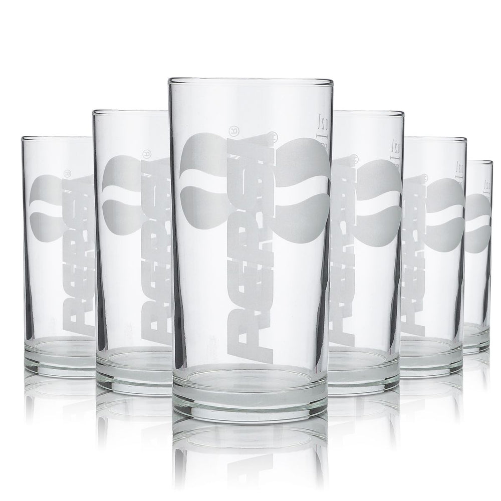 6x Pepsi Glass 0.2l Cup Drinking Glass Satin Finish Cola Soft Drink Glass Set