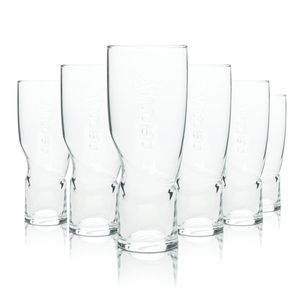 6x Pepsi soft drink glass 0.4l cup ARC contour recessed handle relief glasses catering