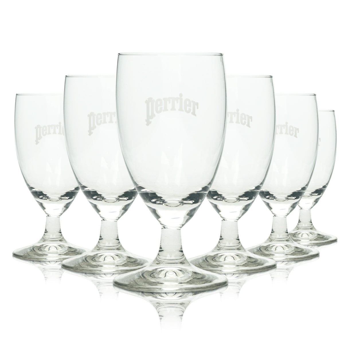 6x Perrier water glass 0.2 l cup goblet glasses drinking stem gastro cup tulip