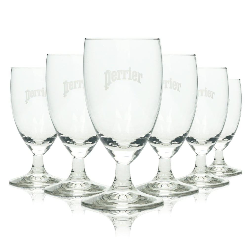 6x Perrier water glass 0.2 l cup goblet glasses drinking stem gastro cup tulip