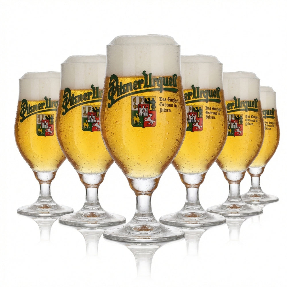6x Pilsner Urquell Glass 0.2l Goblet Pilstulpe Original Pilsen Glass Set Brewery