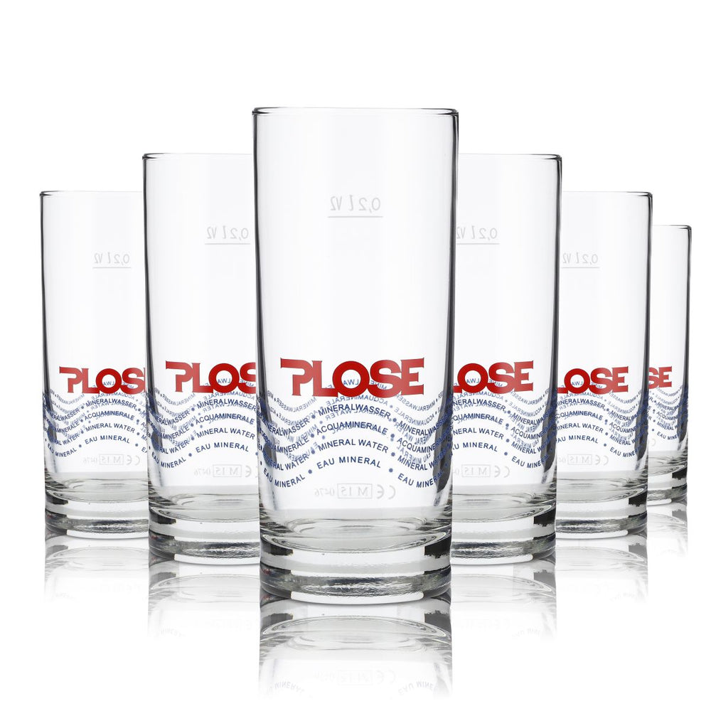 6x Plose glass 0.2l mineral water bar tumbler mug glasses set sparkling water