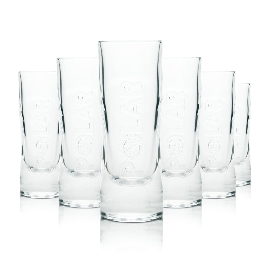 6x Polar Glass 4cl Shot Short Stamper Glasses Contour Strawberry Passion Fruit Lime