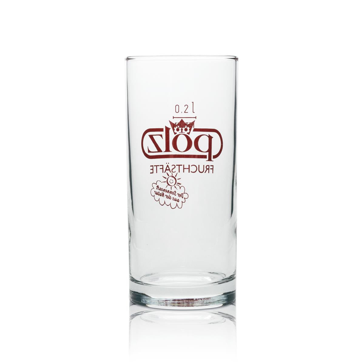 6x Pölz juice glass 0.2l red lettering – View 3