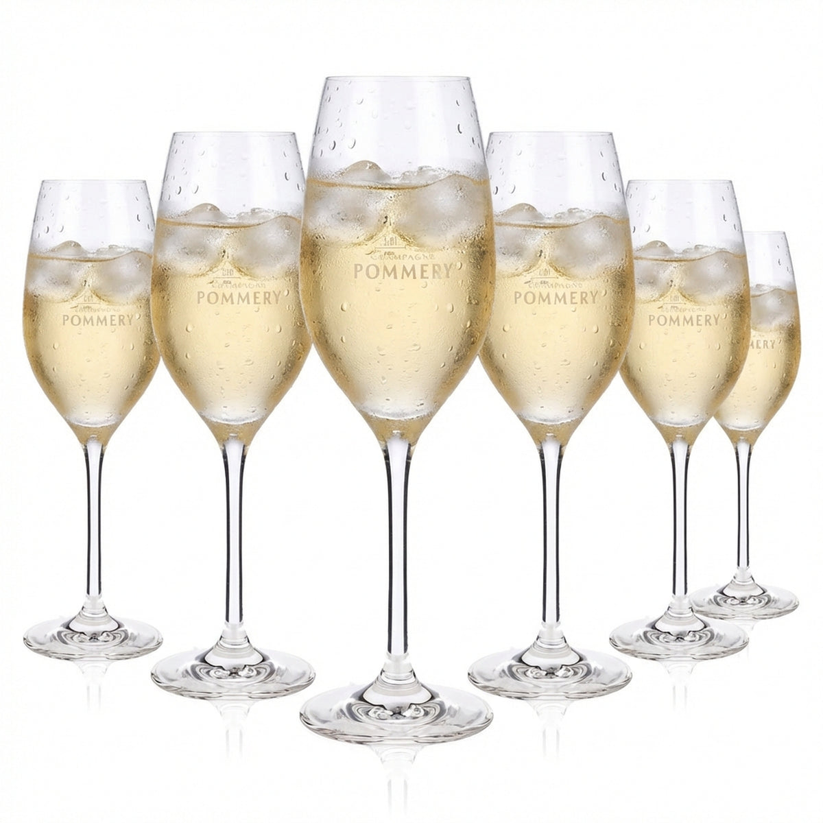 6x Pommery Champagne Flute Sparkling Wine Glasses Champagne Long Version