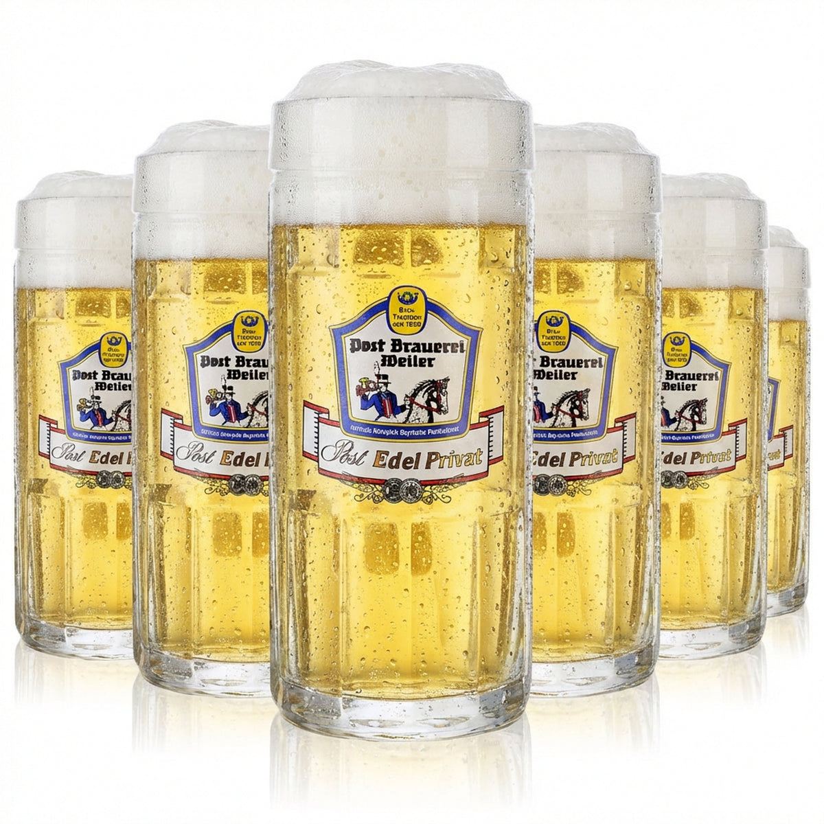6x Post Brewery Weiler Beer Glass Beer Mug 0.4l Jug Rastal Fralkenstein