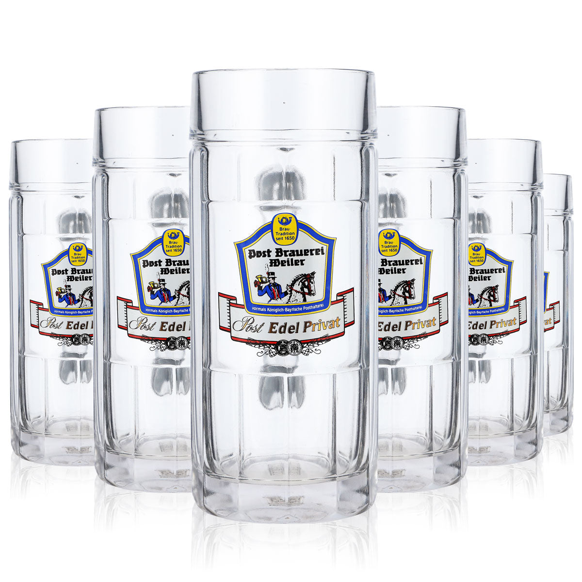 6x Post Brewery Weiler Beer Glass Beer Mug 0.5l Jug Rastal Falkenstein – View 7