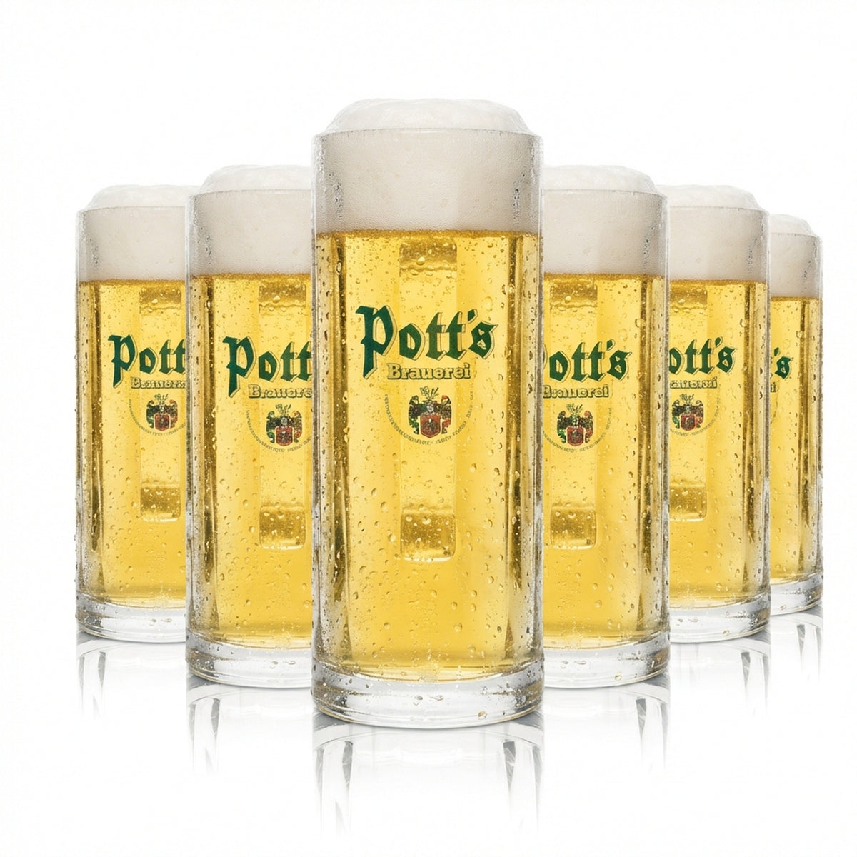 6x Potts beer glass 0.5l mug, ribbed, Rastal
