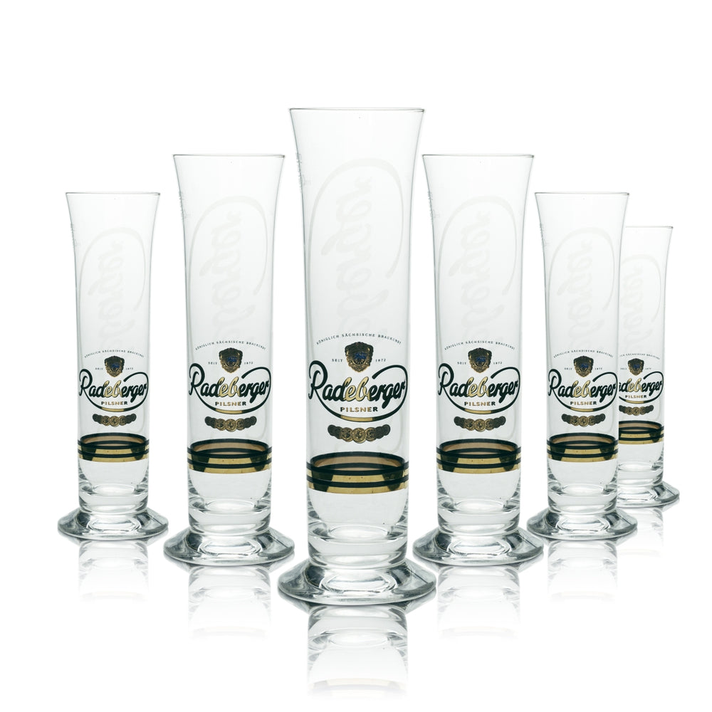 6x Radeberger beer glass 0.25 l trophy logo scene glasses tulip Pilsener gastro bar