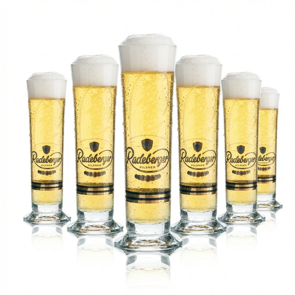 6x Radeberger beer glass 0.2 l trophy logo scene glasses mug brewery beer tulip