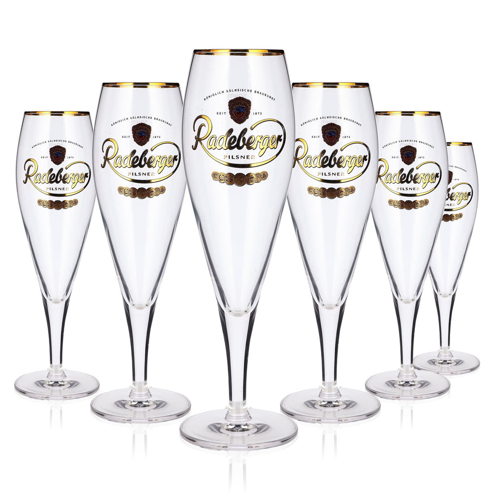 6 Radeberger Beer Glasses, 0.3 L, Pilsner, Sahm, Tulip-Shaped Beer Glasses