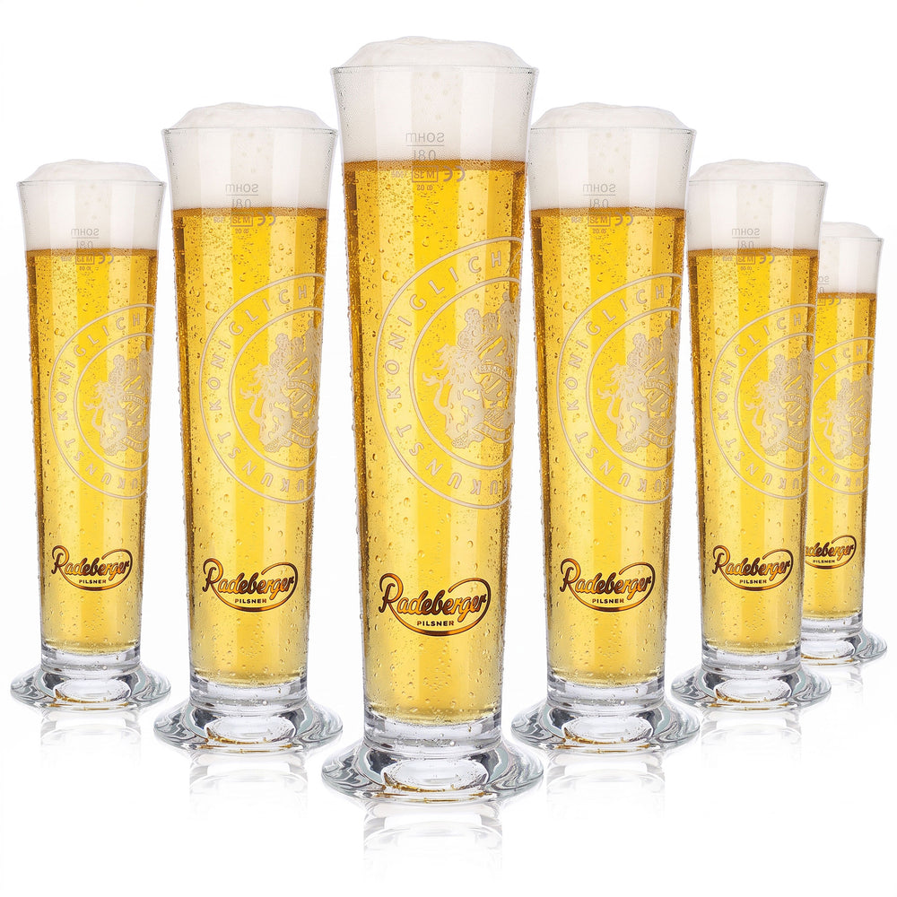 6 Radeberger Beer Glasses, 0.3 L, "Sahm" Royal Saxon Brewing Art (Set of 6)