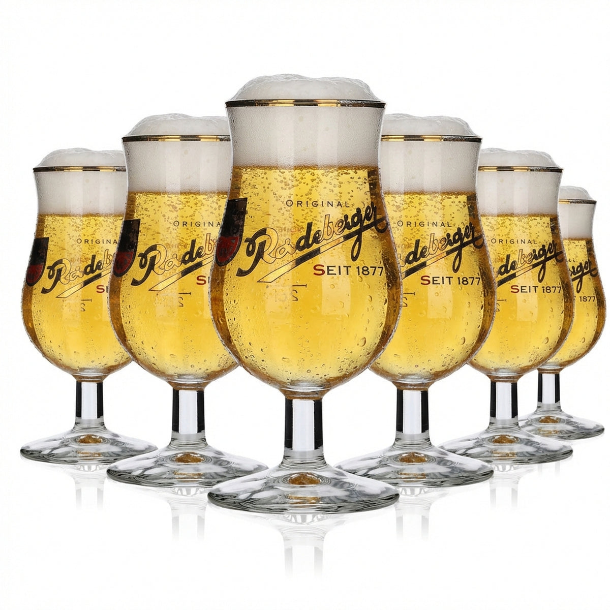 6x Radeberger herbal bitter liqueur tasting glasses Gold-rimmed glass 2/4cl