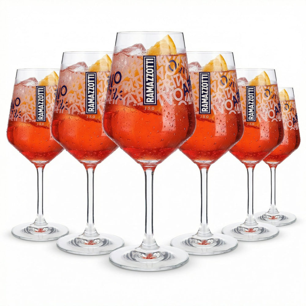 6x Ramazzotti aperitif glass, 0.5 l, calibrated, stemmed glass, cocktail spritz print