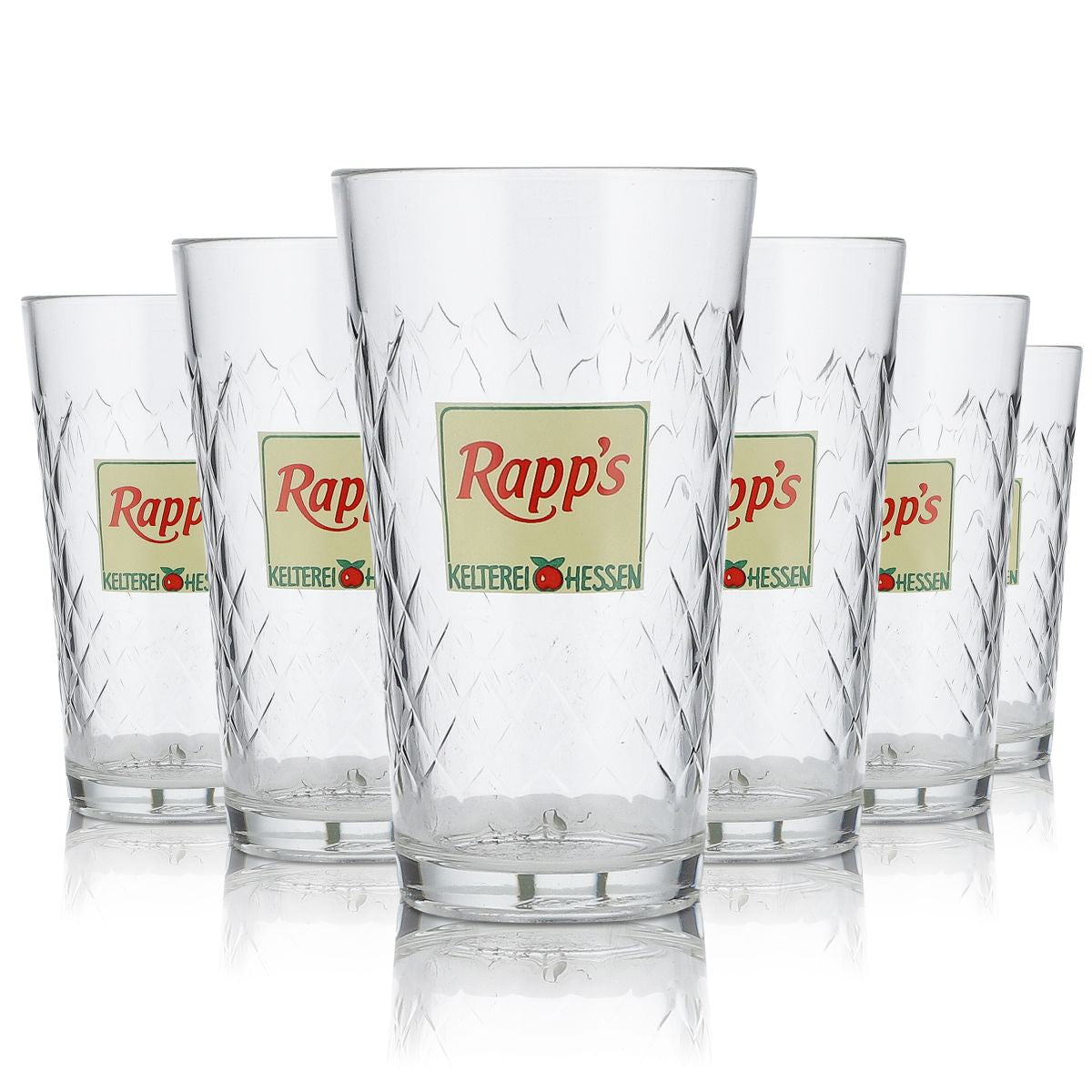 6x Rapps glass 0,25l cider Willi mug glasses set relief cut contour glass