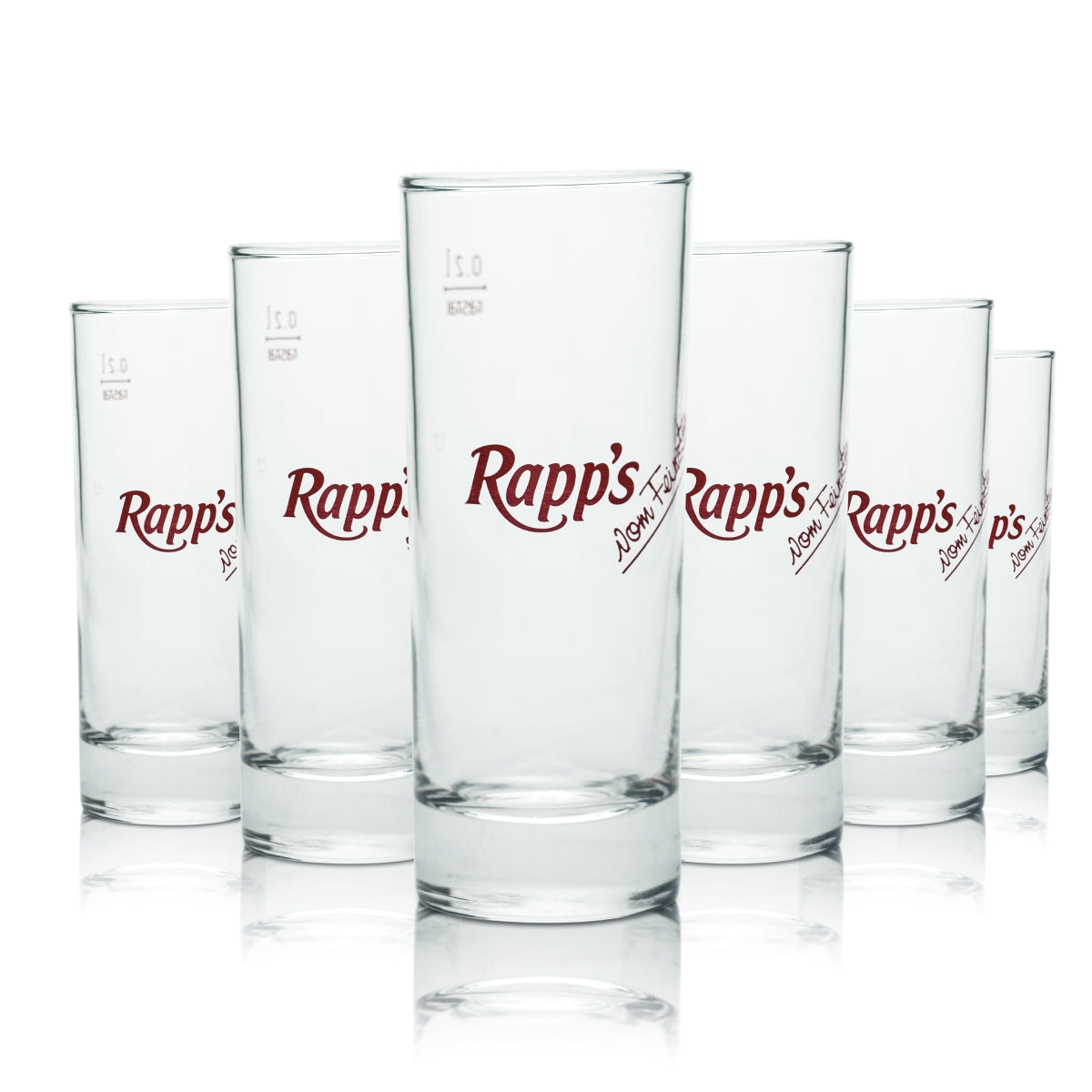 6x Rapps glass 0.2 l long drink glasses, calibrated, catering juice, water, spritzer